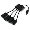 4-port Micro USB Cable Adapter Data Cable OTG Hub Cable 3 X USB Ports 1x Micro