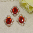 20pcs Red&Rose Red Crystal Rhinestone Button Flatback Costume Decor 25x30mm