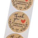 1.5 inch Round Kraft Thank You for Supporting Stickers / 500 Labels Per RolSEAU