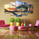 Modern Canvas Wall Art of Jumping   for your Living Room -5 Panel Size L