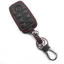 Black Leather Smart Remote 4 Buttons Key Chain Holder Cover Fob For Kia K5 K3