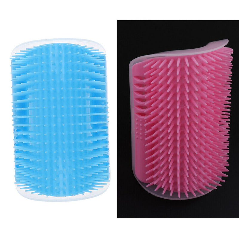 2x Pet Cat Wall Corner Grooming Massage Self Groomer Brush Tool Pink Skyblue