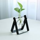 Modern Glass Tabletop Hydroponic Flower Vase With Cast Iron Tray 1 Beaker A