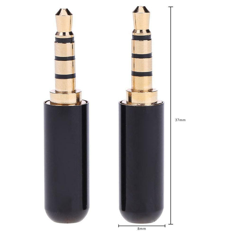2pcs/set 3.5mm 1/8in TRRS 4-Pole Male Jack Plug Adapter Headphone DIY Connectors