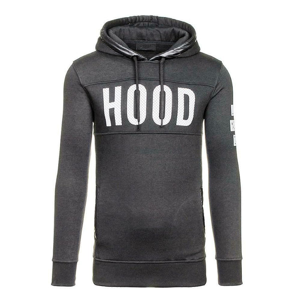Men Teenager Boy Long-Sleeves Letters Print Hoodie Sweatershirt (Grey M) A#S