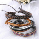 Man European Hot Retro Multilevel Cowhide Handmade Woven Bracelet A