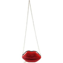 Women Red Lips Clutch Bag Ladies Pu Leather Chain Shoulder Bag Bolsa