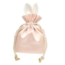 Pink Silk Fabric Bunny Storage Bag with Drawstring, 7.87x2.76x10.63 inch