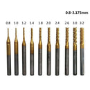 10Pcs 0.8-3.175Mm Pcb Drill Bits 1/8 Inch Cnc End Mill Engraving Cutter Set