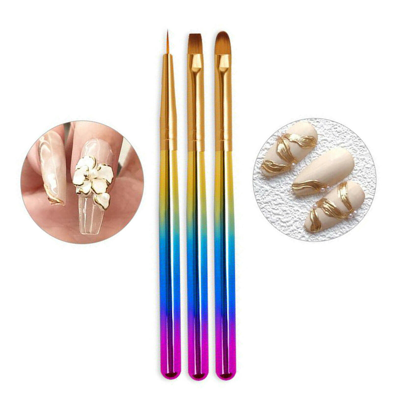 3pcs Nail Art Brush Set Nail Painting Brushes Liner Brush Nail Drawing Pen