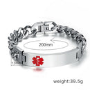 Unisex Stainless Steel Chain  Alert ID Cuff Bracelet Bangle Wristband