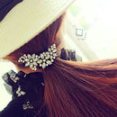 Women Bride Flower Headwear Rhinestone Barrette Crystal Hair Clip Bobby Pin B BX