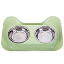 Double Dog Bowl Universal Pet Feeder Teddy Food Bowl Stainless Steel Cat Do