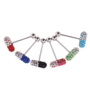 6 Pcs Stainless Steel Rhinestone Tongue Rings Stud Body Piercing Jewelry