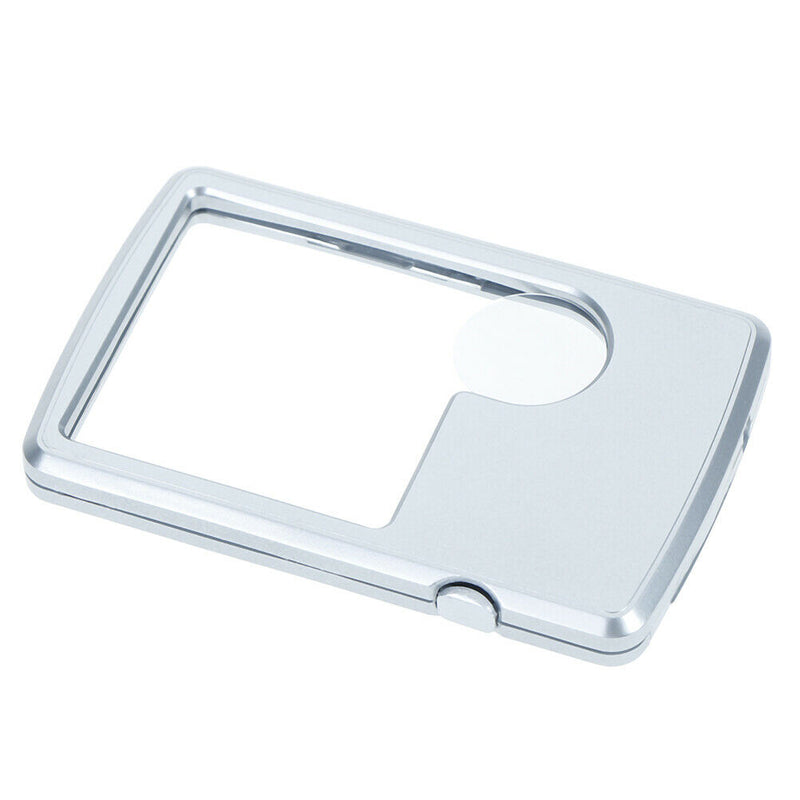 Credit Card Led Magnifier Loupe With Light Leather Case Magnifying Glass