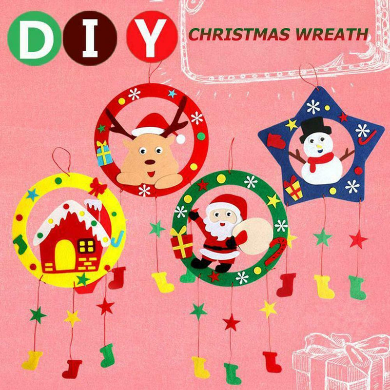 Child Handmade Xmas Garlands Cloth Wreath Art Kindergarten US Rural Style Random