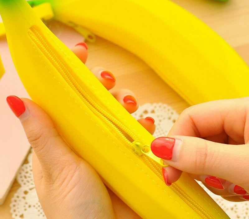 Novelty Silicone Portable Banana Coin Pencil Case Purse Bag Wallet Pouch .AU
