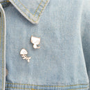 2PCS/Set Cute Cat Fish Bone Brooch Pins DIY Denim Jacket Pin Badge Jewelry GBX
