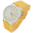 Ladies Watch Classic Gel Silicone Jelly watch (Yellow + White Face)
