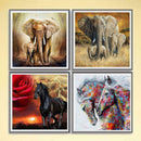 4 Pack Elephant Horse DIY 5D Diamond Painting Kits Full Drill Cross Stitch Decor