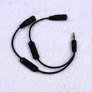 3.5mm stereo headphone audio male to 2 female y splitter cable w/volume&cont Hn