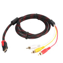 1.5M Audio Cable Black Male to Male HDMI To 3 RCA AV Video Audio Adapter Cable Z