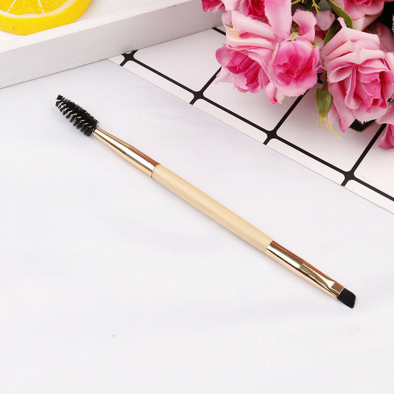 Pro makeup tools bamboo handle double eyebrow brush + eyebrow comb brushes B Hn