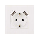 220-250V 16A 2-USB Port Wall Charger Power Adapter Socket Outlet Panel EU Plug