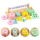 Wooden Two-In-One Early Education Puzzle Geometric Building Block Shape Cog