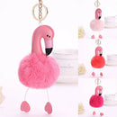 Flamingo Keychain Fluffy Faux Rabbit Ball Key Chain Women Car Bag Key Ring JClj
