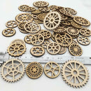 100 Pieces Unfinished Wood Gear Pieces Embellishments for Wood Craft DIY Project