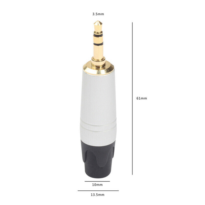 2x 1/8" 3.5mm Male Jack Plug Soldering 3 Pole Plug Repair Headphone Male Jack