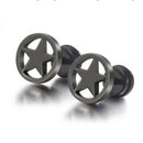 Punk Gothic Mens Stainless Steel Pentagram Circular Barbell Studs Earrings