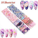 Flower Transfer Manicure Decor Nail Foil Nail Art Stickers Holographic Decals*10