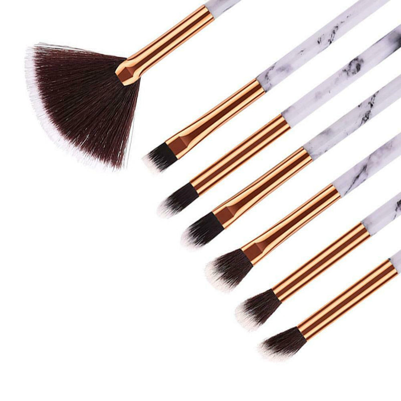 10pcs Marble Pattern Makeup Brushes Set Eyebrow Eyelash Blending Tools