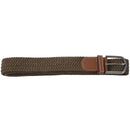 Men Leather Braided Elastic Stretch Metal Buckle Belt Waistband Dark khaki