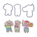 3pcs Bear Silicone Clear Stamp + Cutting Dies Stencil Frame Scrapbook Craft
