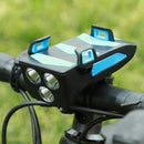 4 in 1 Bike Bicycle Phone Charging Treasure Rack Headlight (Blue 4000mAh)