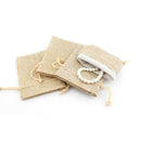 2PCS Linen Jewellery Drawstring Pouch Ring Beads Candy Bags Burlap Gift khaki JR
