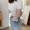 Pure Color Leather Mini Shoulder Bags Women Chain Messenger Bags (Beige)