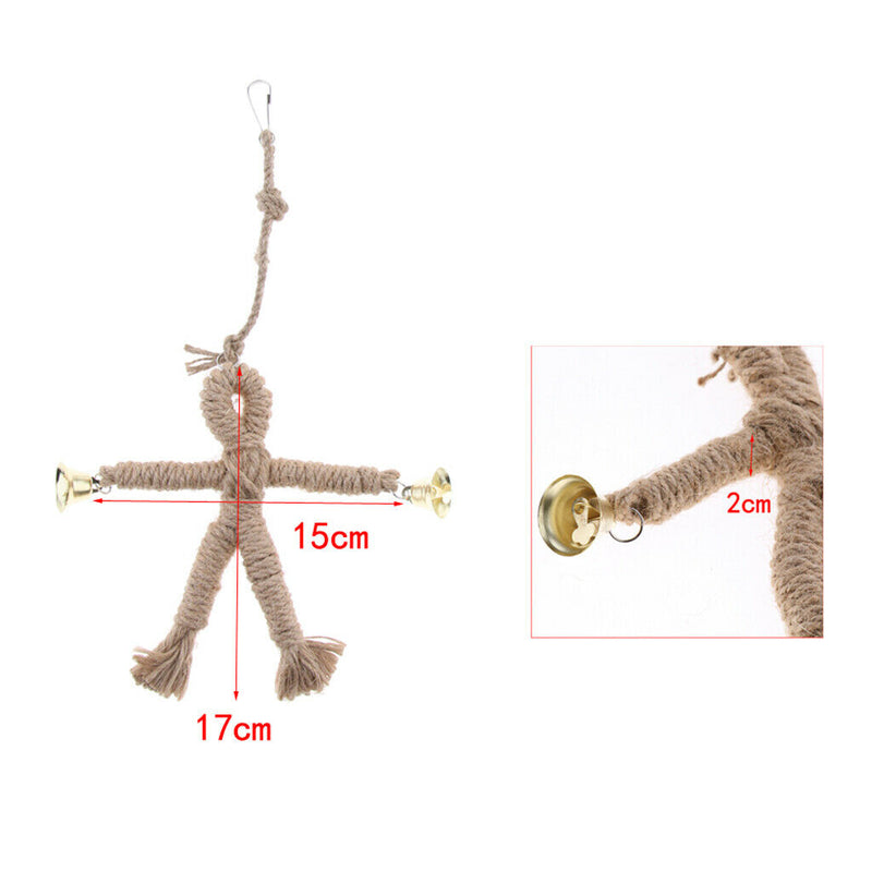 2Pcs Bird Toys Natural Rope Scarecrows Cage Swing Parrot Foraging Chew Shredder
