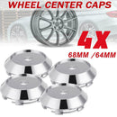 4Pcs Chrome Car Wheel Center Hubs Caps Rim Decorative Covers Kit 68mm/64mm