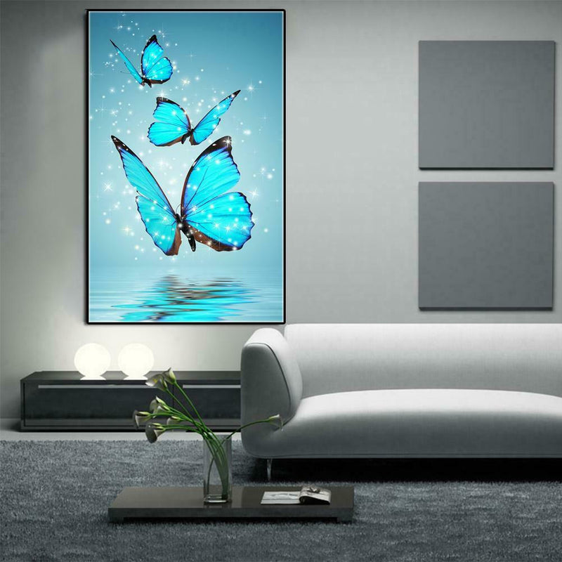 Blue Butterfly 5D Diamond DIY Painting Kit Cross Stitch Home Decor Craft