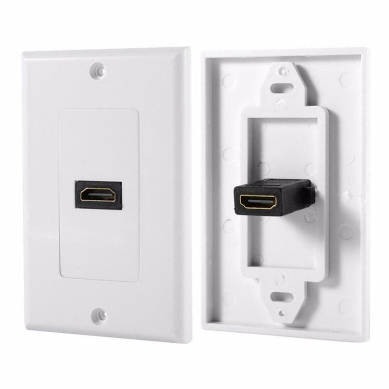1/2 Port HDMI 2.0 Wall Face Plate Panel Cover Coupler Outlet Extender, White