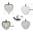 60pcs Heart Pendant Trays Bright Glass Cabochon for Photo DIY Jewellery MakingOZ