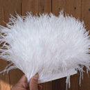 1pcs Snow White Ostrich Fringe Trim Feather Strip 1m Length NYN