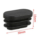 15mm x 30mm Plastic Oval Shaped End Cap Tube Insert Black 24 Pcs