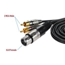 2Pieces Dual RCA Male to XLR 3 Pin Female Mic Cable Splitter Connector Lead