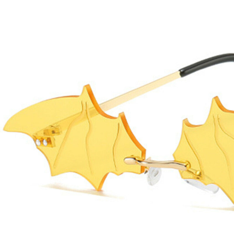 3Pcs Chic Bat Shaped Rimless Sunglasses UV400 Designer Sun Glasses Halloween