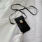 Women Touch Screen Mobile Phone Pouch PU Splicing PVC Crossbody Bag (Black)